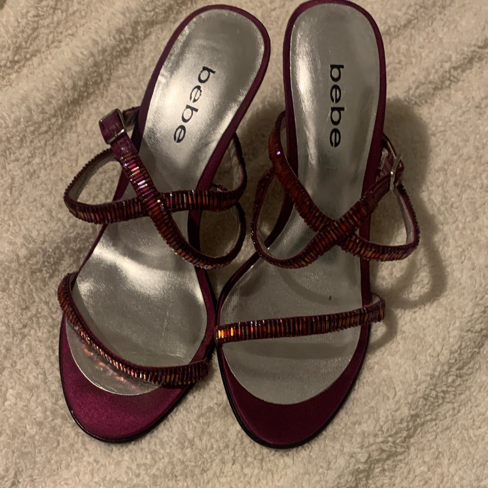 Bebe Women's Shimmering Burgundy Heels